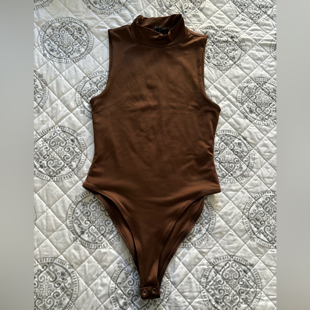 Forever 21 Brown Mock Neck Bodysuit